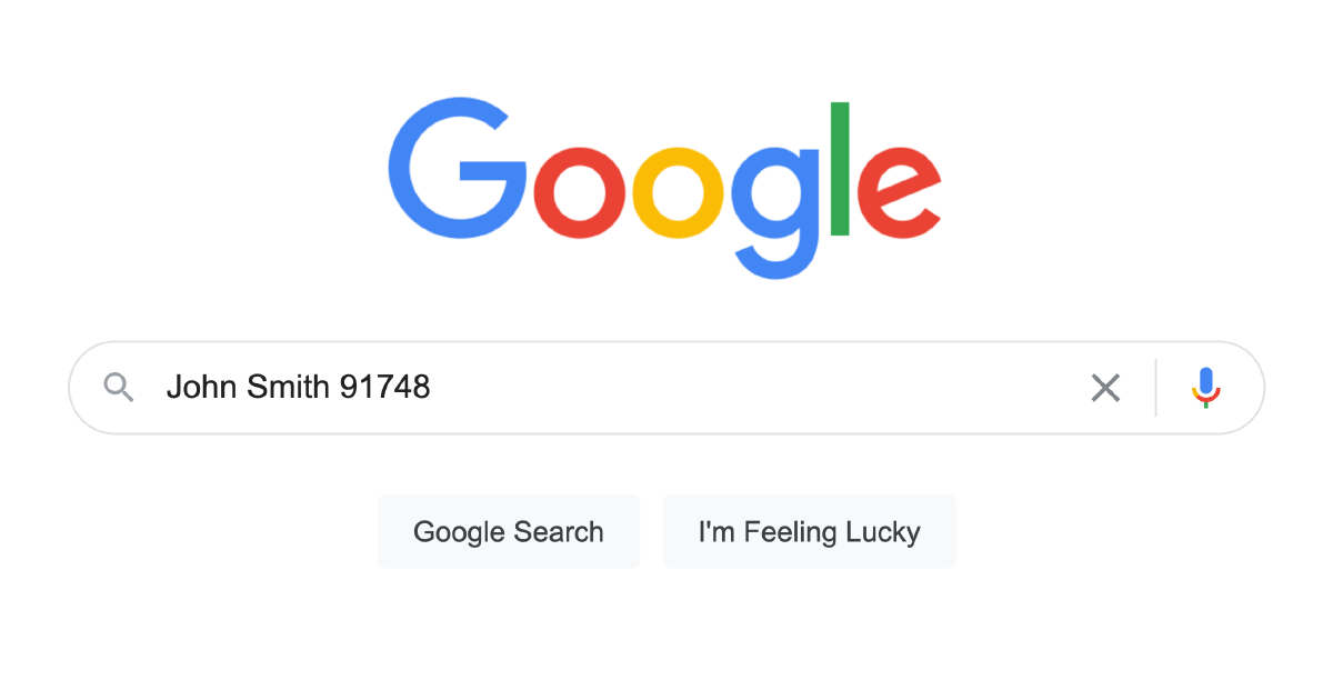 Screenshot of Chrome web browser with name and zip in the search field